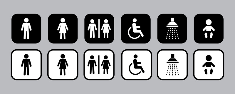 lamacoid  restroom / washroom signs